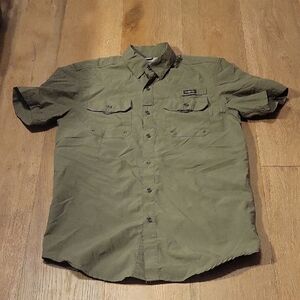 Wrangler Short Sleeved Olive Green Button Down Shirt Size Small